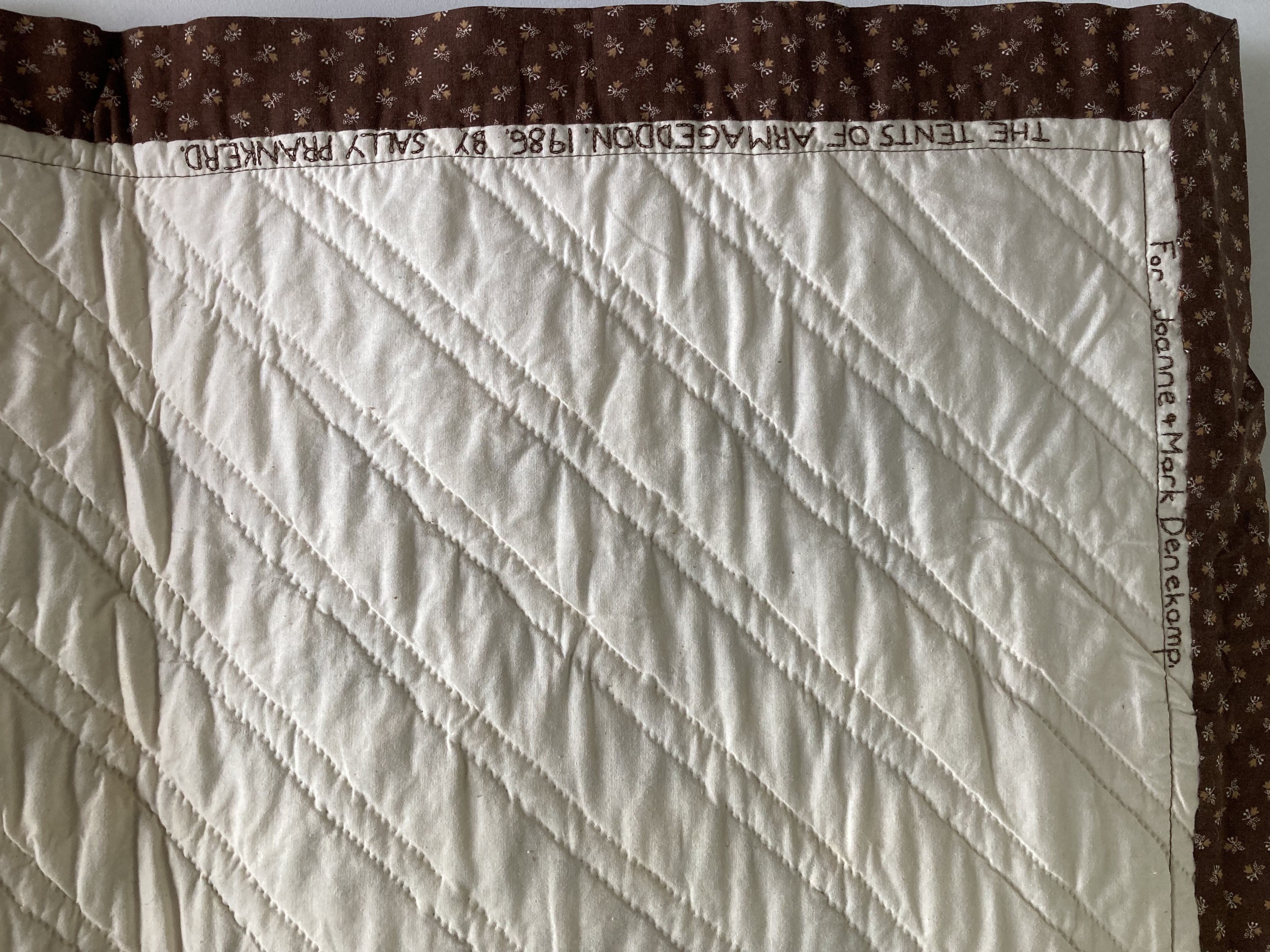 Quilt signature by my sister Sally P