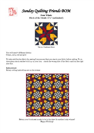 To BOM Four Winds Block Sheet