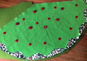 Conical felt tree - attachments placed