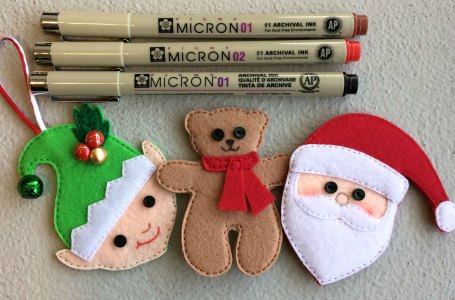 Felt decorations embellished using permanent fabric pens