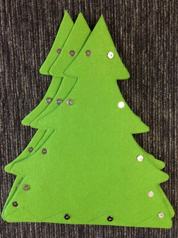 3D felt Christmas tree back view