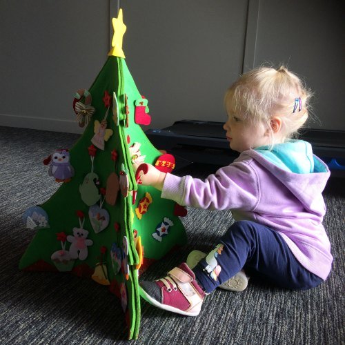 FCT Cassie playing with finished tree 1