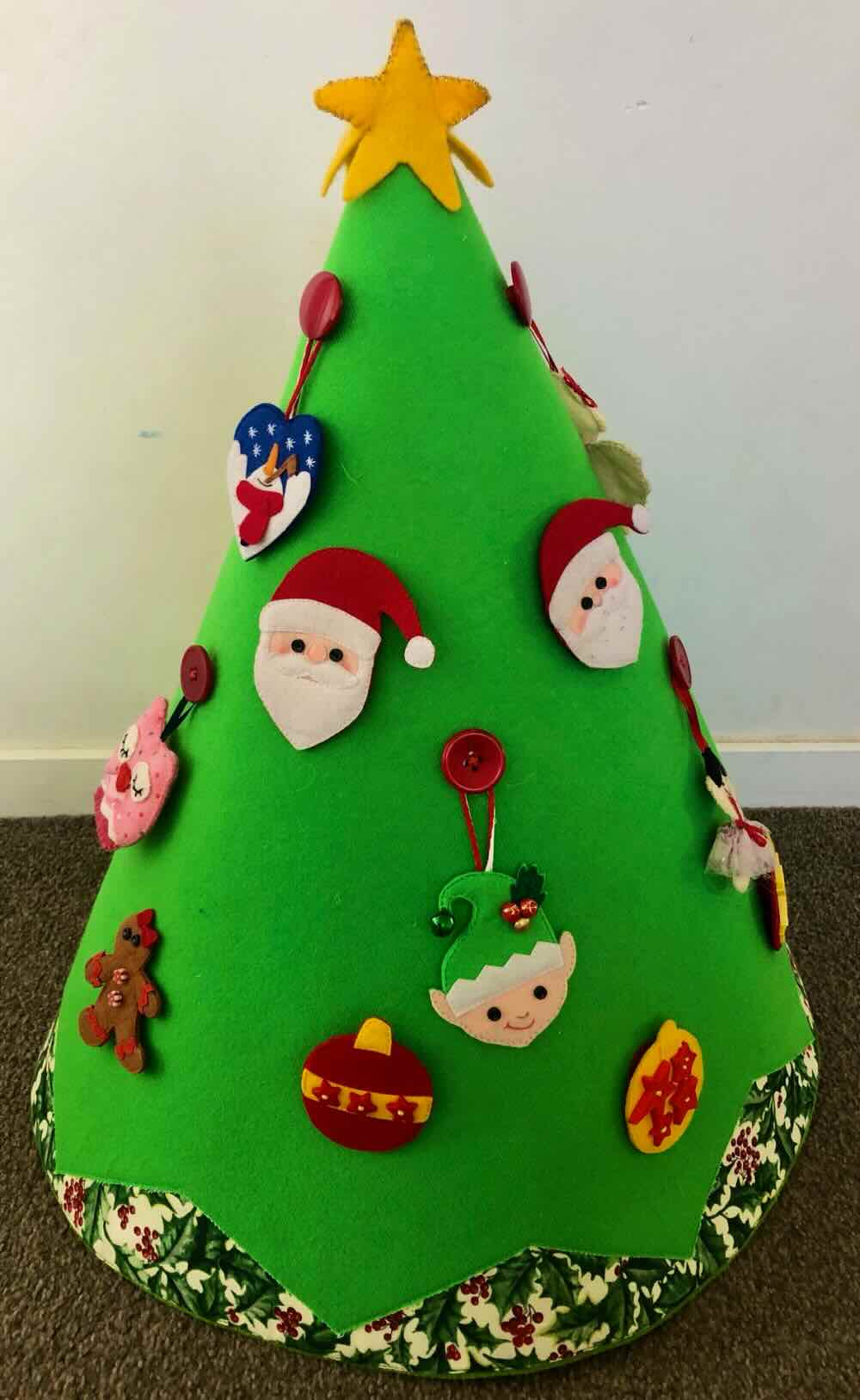 Conical Felt Christmas Tree 2023 after 6 years of playing
