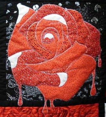 Alice in Wonderland applique red rose