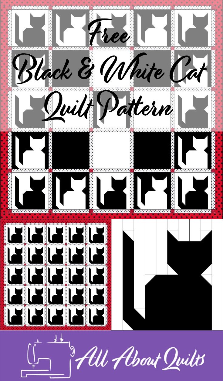 Free Black and White Cat quilt pattern