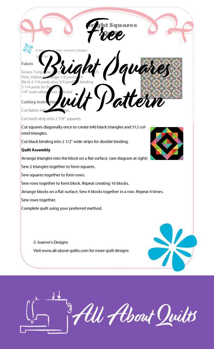 Free Bright Squares quilt pattern