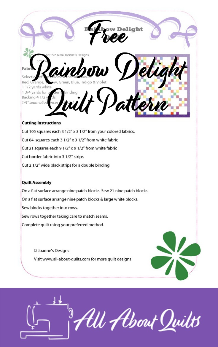 Free Rainbow Delight quilt pattern