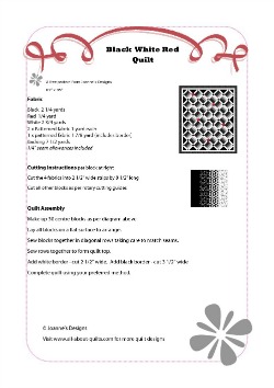 Black White Red Quilt Pattern