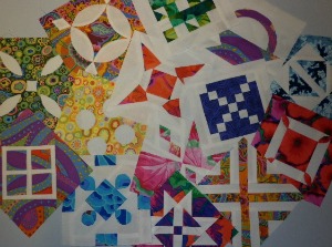 A selection of Dear Jane quilt blocks